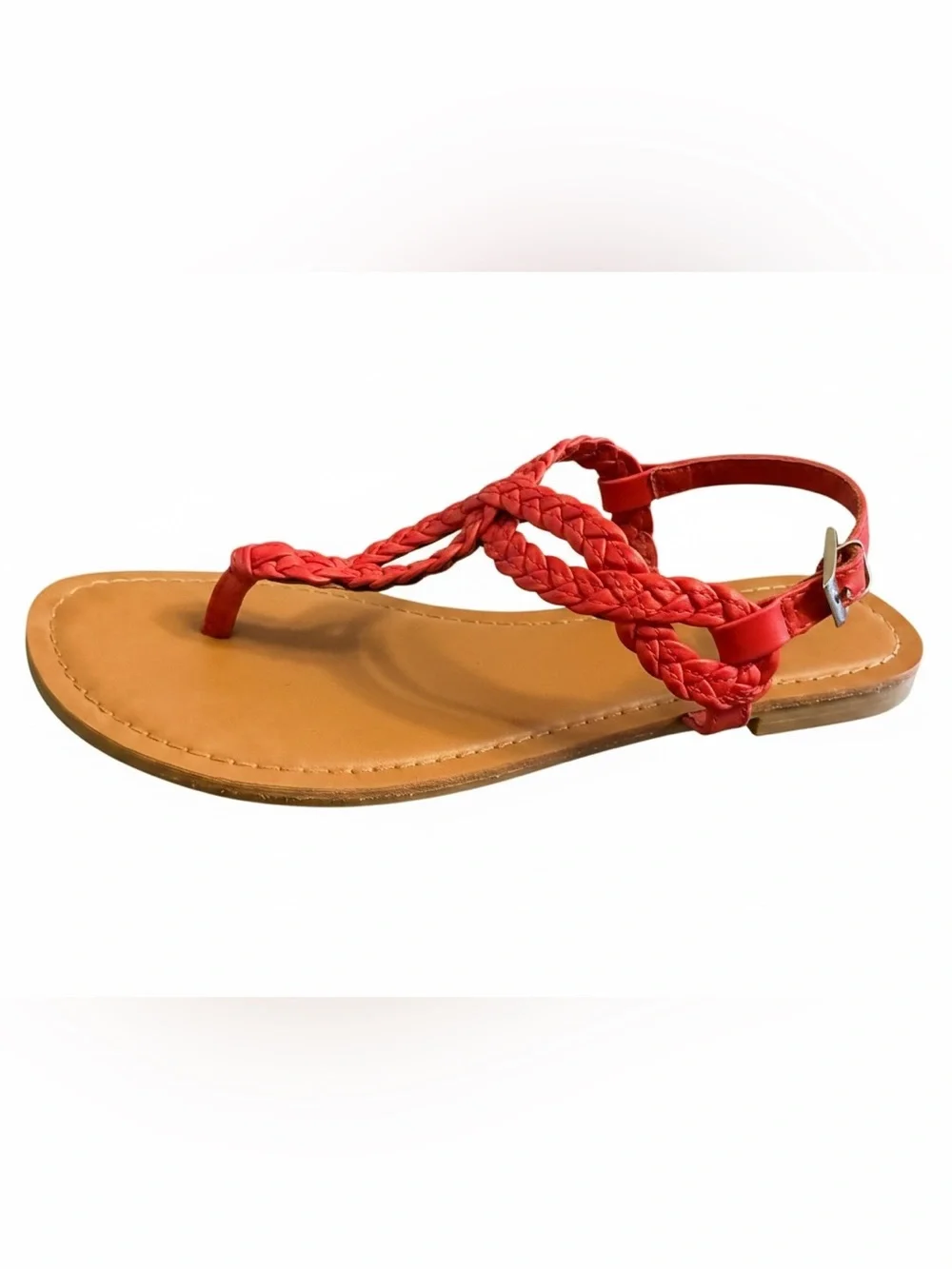 Merona Red Braided T-Strap Sandals - Picture 2 of 6